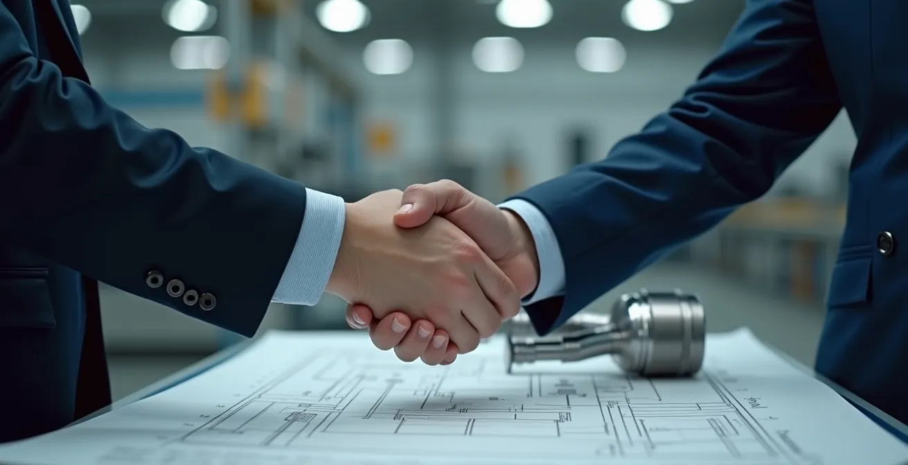 Collaboration industrielle entre deux mains dans un environnement de fabrication moderne