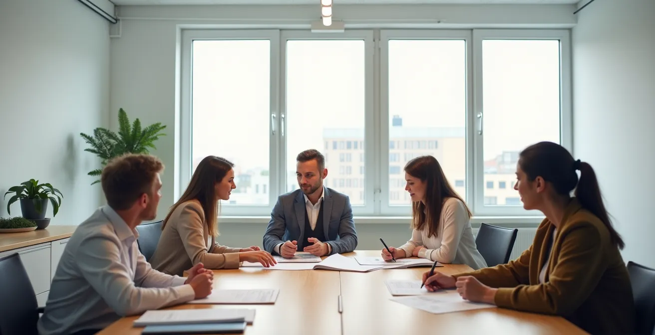 Réunion du conseil syndical autour d'un calendrier de planification